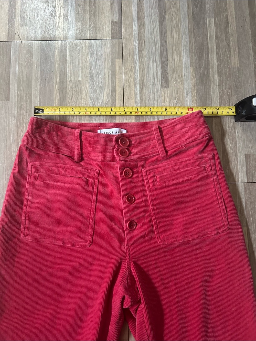 Apiece Apart Marston High-Waist Straight Pink Corduroy Button-Front Pants Size 2 - Picture 4 of 9